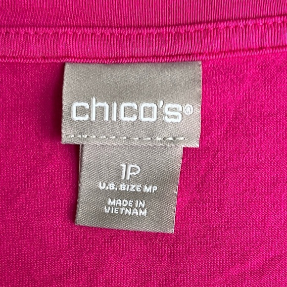 Chico’s pink v-neckline chiffon back high low hem 3/4 sleeve blouse - Picture 6 of 14